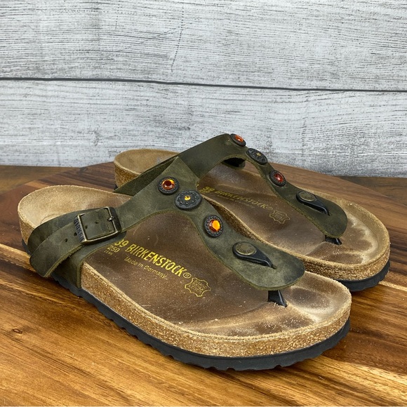 Birkenstock Gizeh Olive Green Jewel Thong Sandal Women’s Size 8 EU 39 - Picture 4 of 12